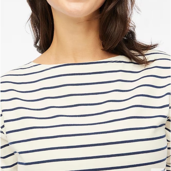 J. Crew long sleeve boatneck tee antique white / navy XL NEW NWT - Picture 2 of 8